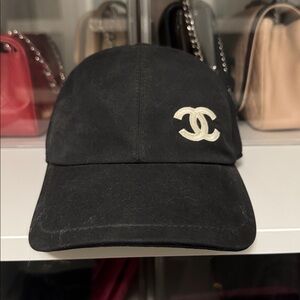 CHANEL Black Hat with Logo